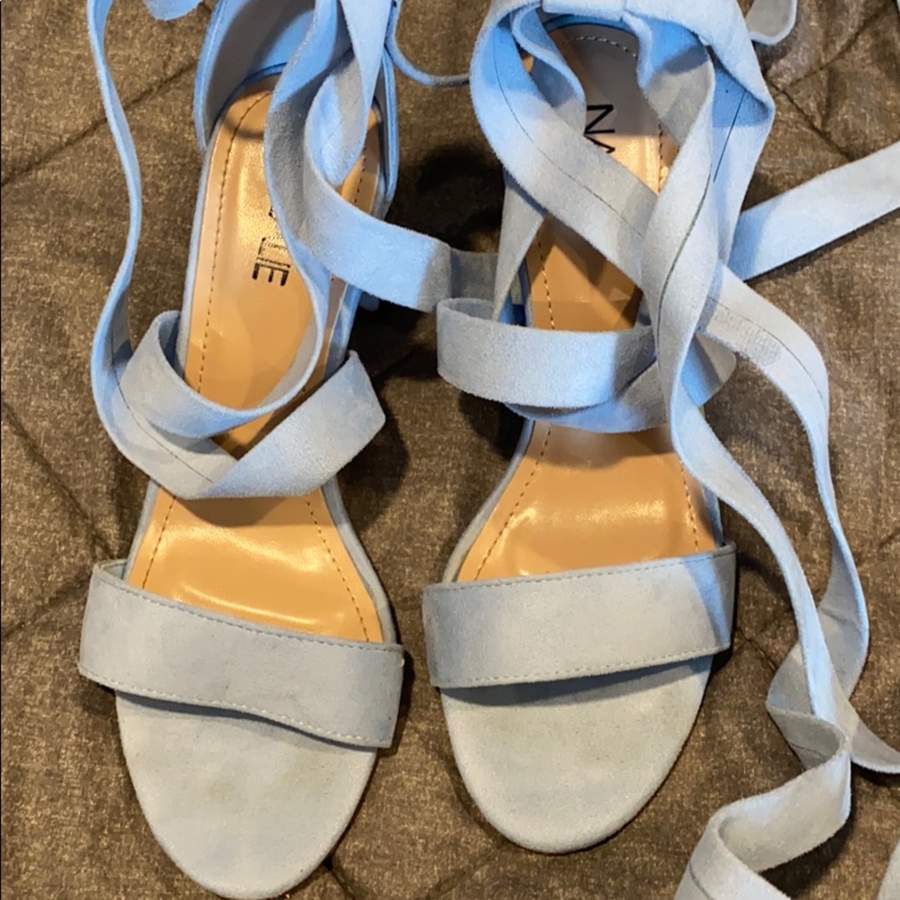 Baby blue suede chunky heels! “Something blue” - Picture 7 of 8